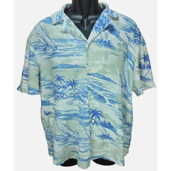 Zara Mens Lightweight Cotton-Linen Blend Tropical Print Button-Up Shirt XL - Picture 1 of 7